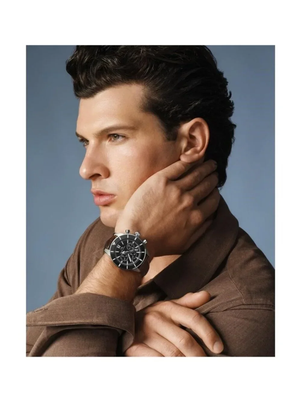 NWT Porsamo Bleu Brandon Chronograph Quartz Black Dial Men's Watch